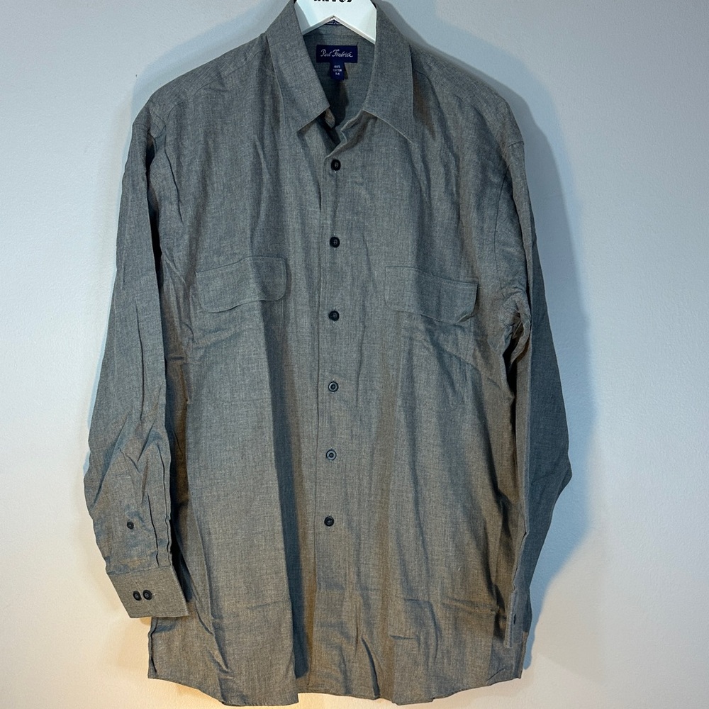 Paul Frederick 100% cotton Gray Button-Up Shirt size M